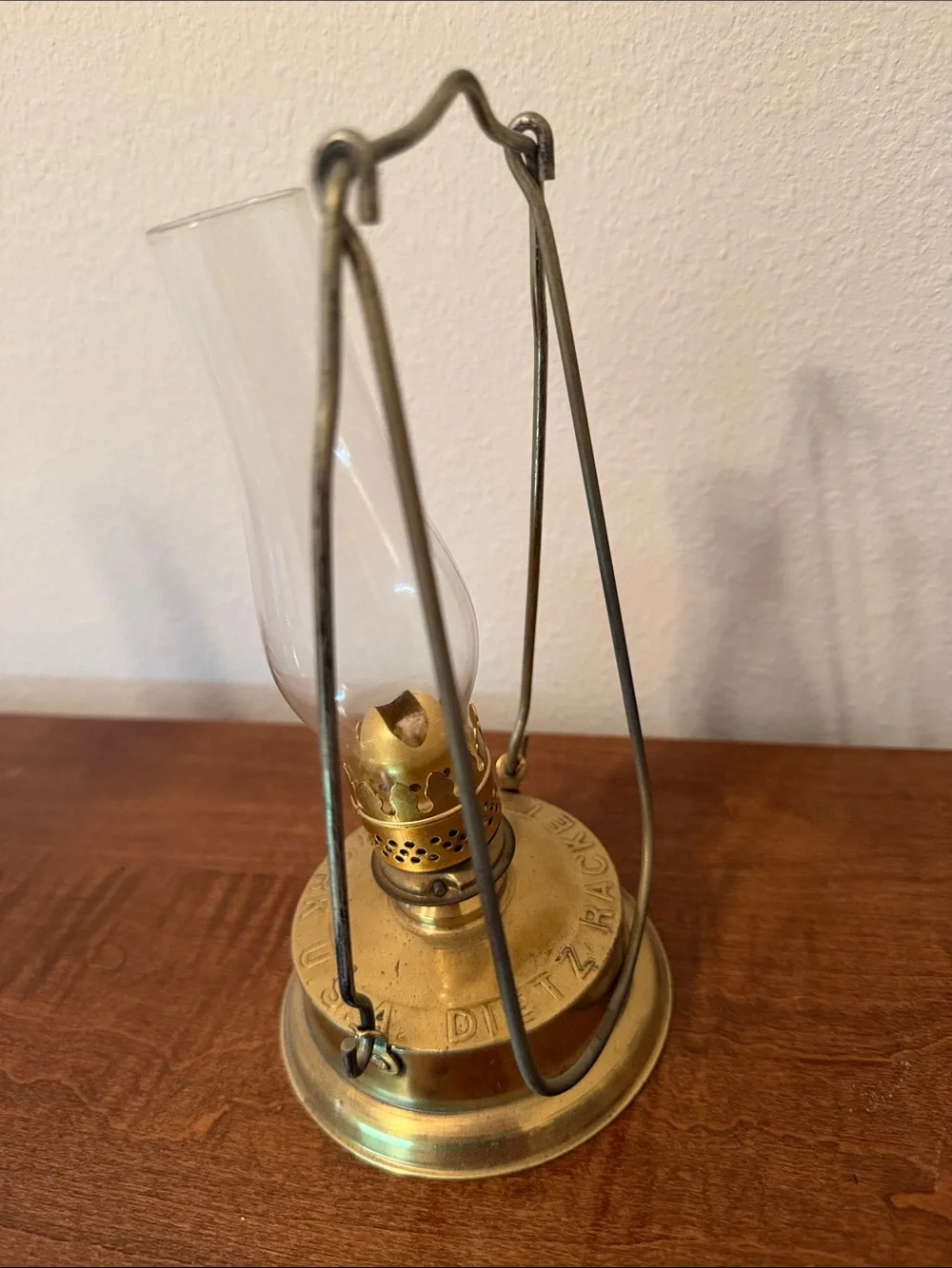 Brass New York Desk Oil Lamp with Clear Chimney